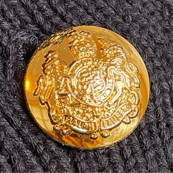 Lauren Ralph Lauren Black Military Cardigan Sweater Chunky Knit Classic Size 2X - Picture 7 of 13